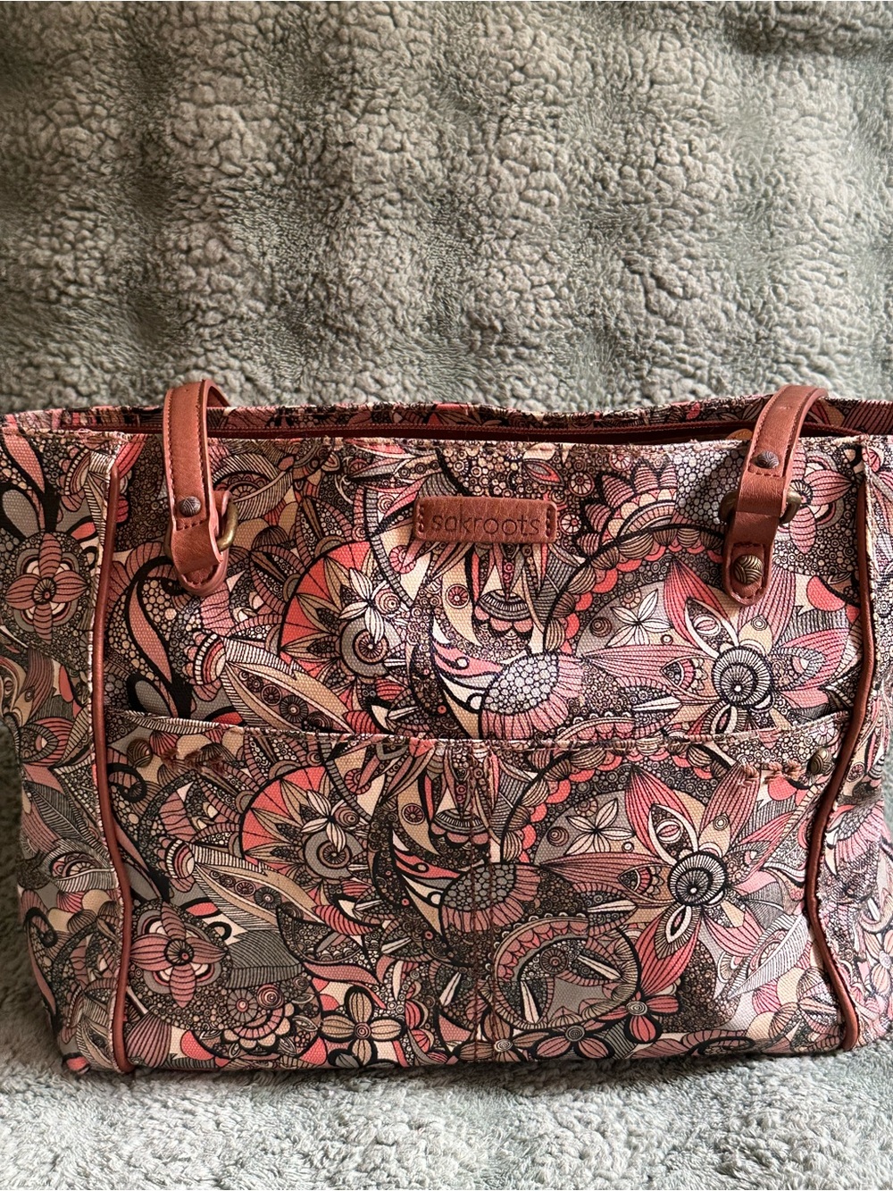 Sakroots Pink and Tan Floral Paisley Tote